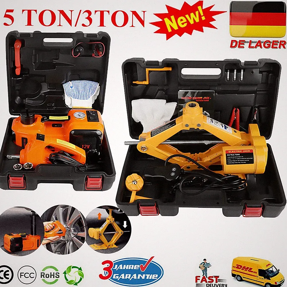 12V 5T/3T Elektrischer Hydraulischer Wagenheber Eingebaute Auto Reifenfüllpumpe