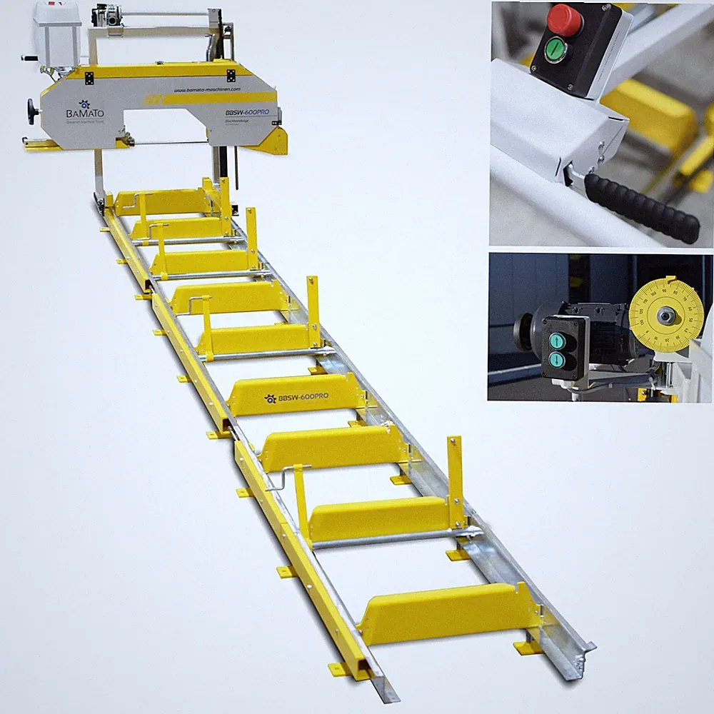 BAMATO Blockbandsäge BBSW-750PRO mit 6,9 m Rollbahn elektrische Höhenverstellung