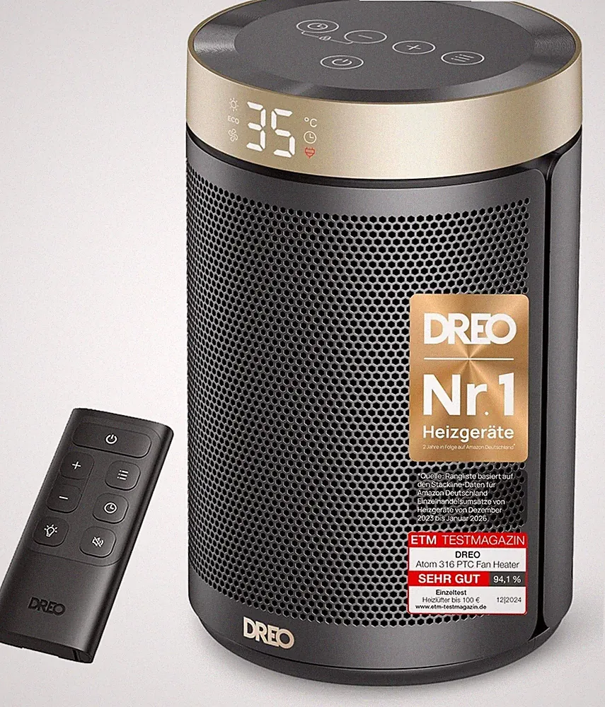 Dreo Energiesparender Heizlüfter, 34 Db Leiser 1500W Elektrischer PTC Keramik, T