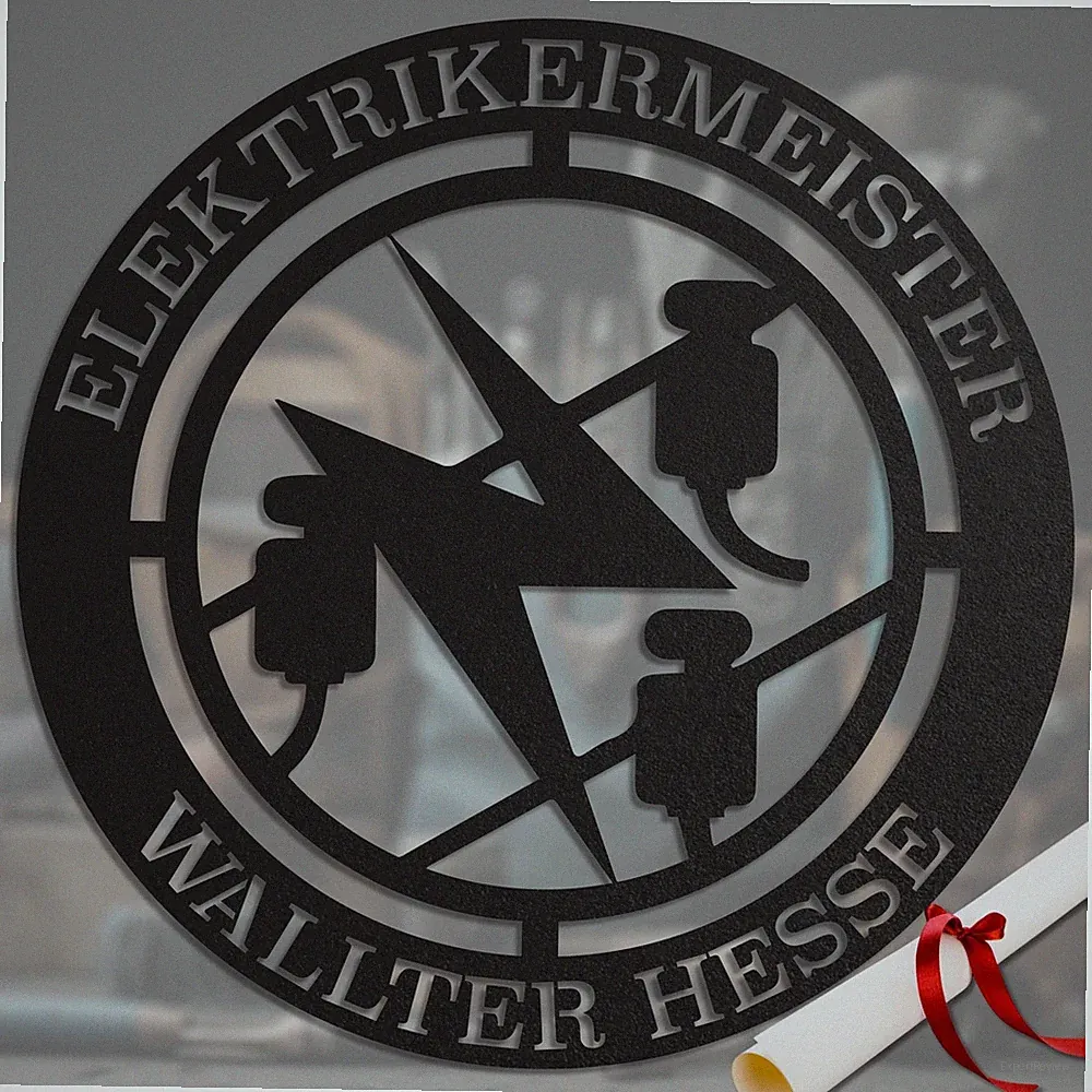 Elektriker Zunftzeichen Schild - mit Wunschtext - Metall - Handwerker Geschenk