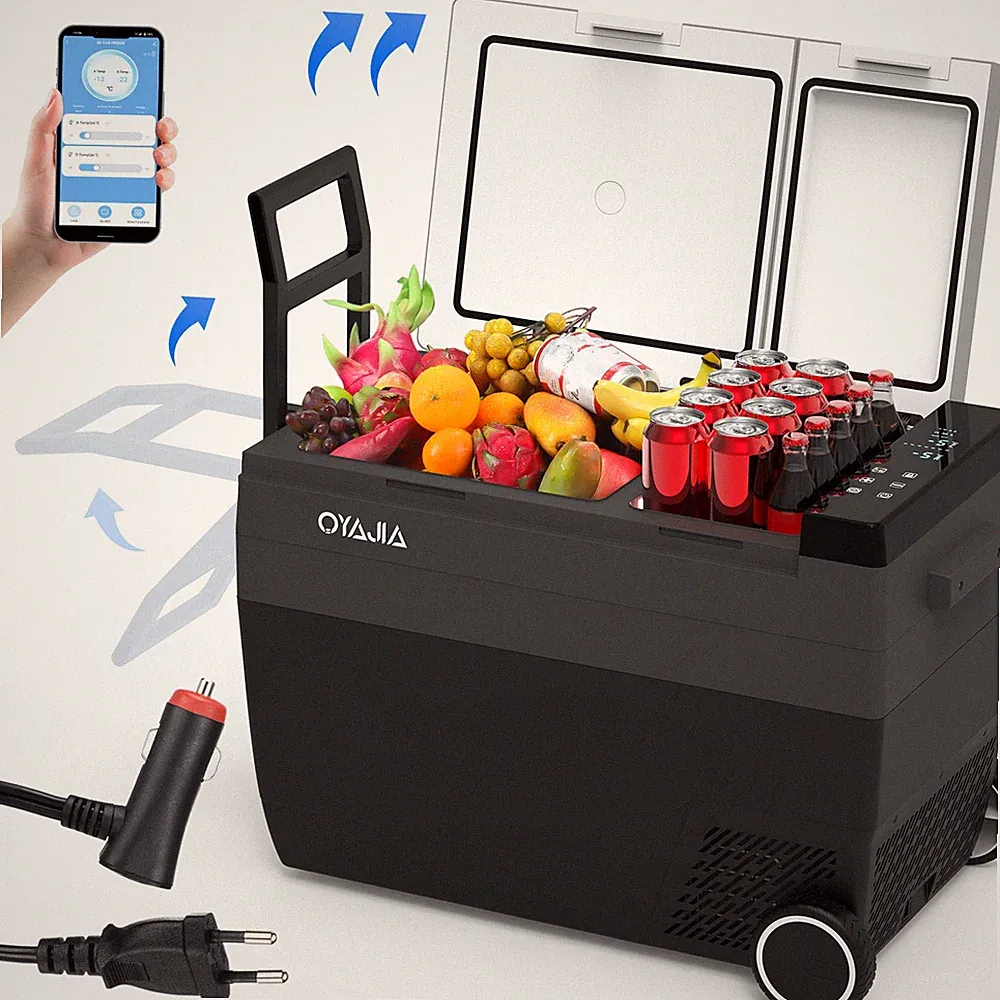Elektrische Kühlbox Kompressor Gefriertruhe 55L mobiler Kühlschrank Dual Zone