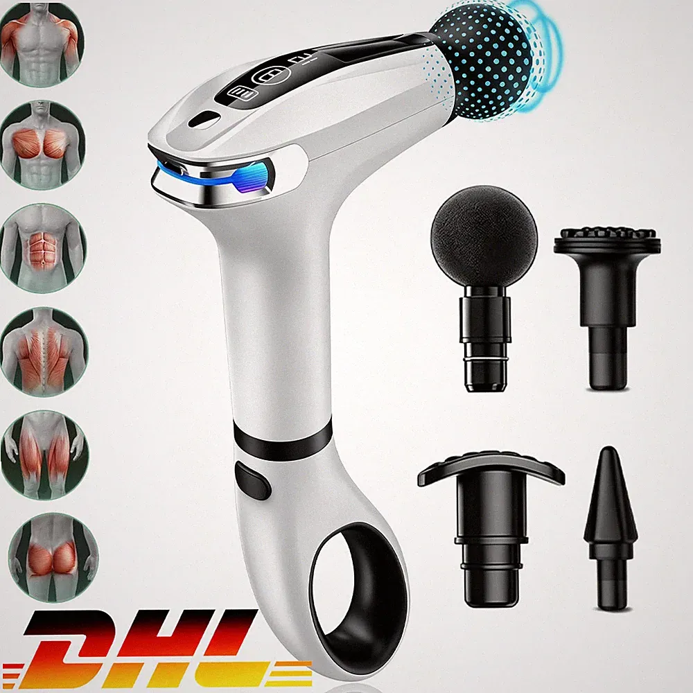Elektrische Massagepistole Massage Gun 4 Köpfe Sport LCD Muskel Massagegerät