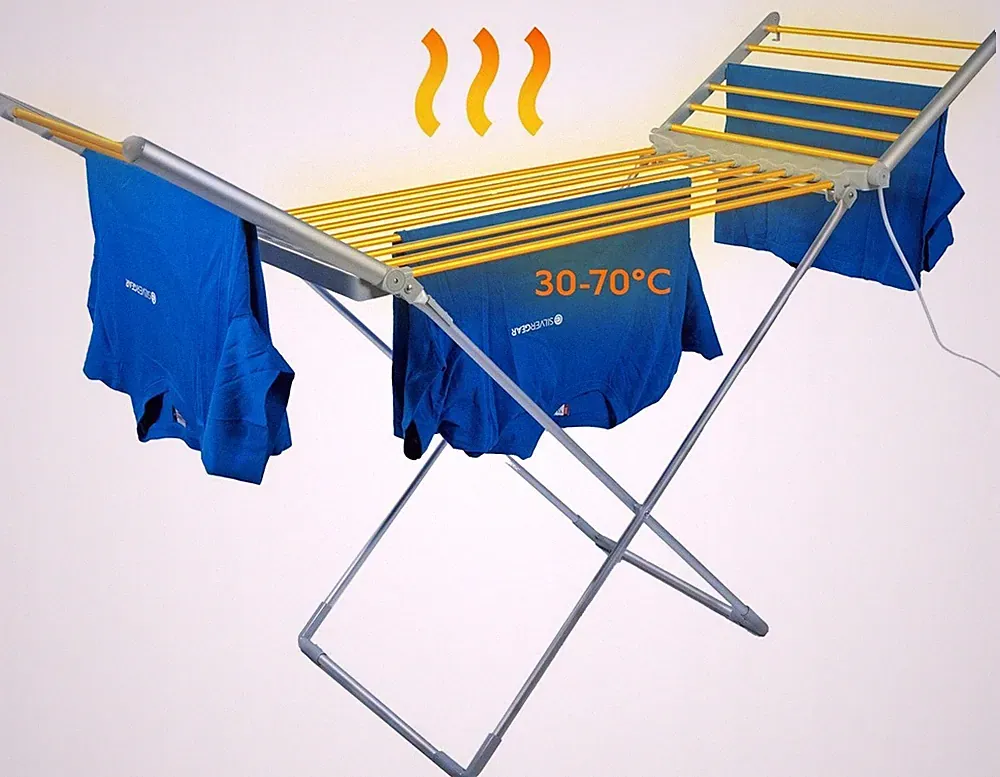 Elektrischer beheizbarer horizontaler Wäschetrockner mit 20 Heizelementen 147 cm