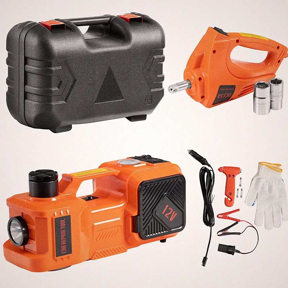 Elektrischer Wagenheber 5T mit Kompressor Koffer Notfallset Auto 12V Lift