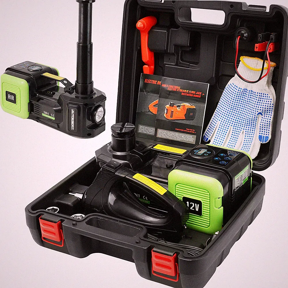 Elektrischer Wagenheber Mit Schlagschrauber 12V Set 5T Hydraulischer Jack Lift