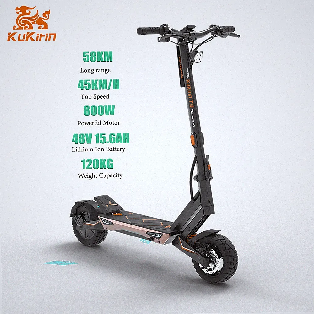 Elektroroller 800W KuKirin T3 45km/h Offroad E-Scooter 48V 15.6Ah E-Roller 58KM