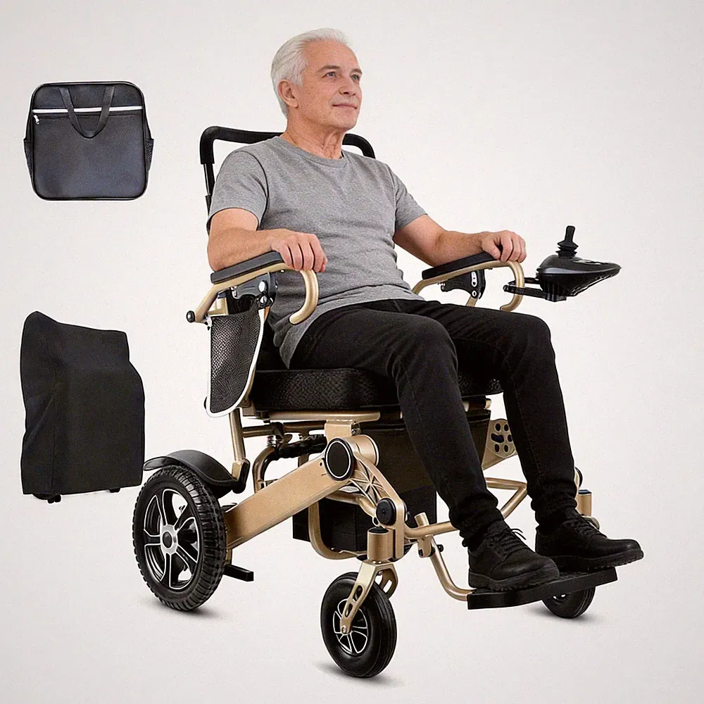 Faltbarer elektrischer Rollstuhl, 40 km Reichweite, 52 cm Sitzbreite,All-Terrain