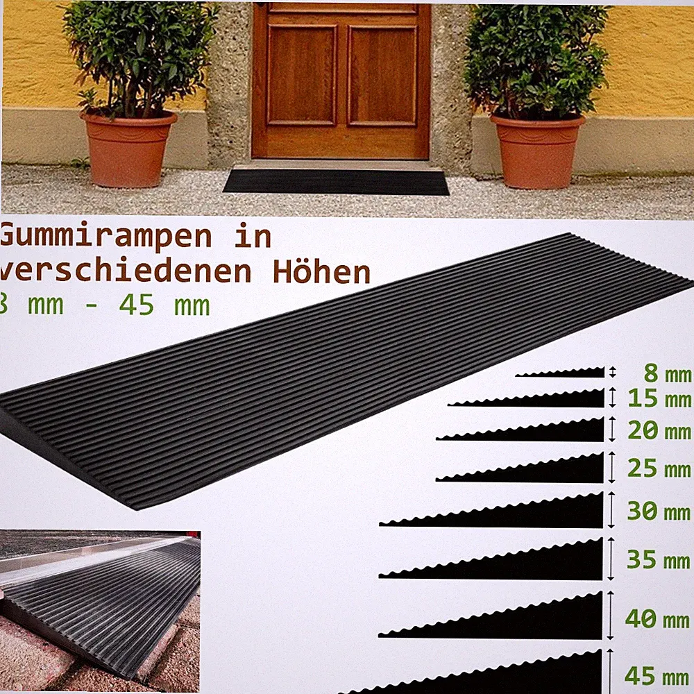 Gummirampe Auffahrrampe Rollstuhl Schwellenrampe Rampe 8 - 45 mm Kingpower