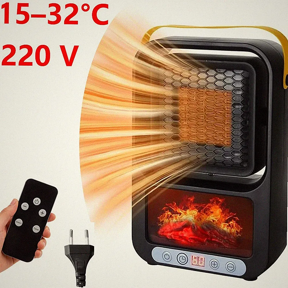 Heizlüfter Energiesparend Leise Heizung Elektrisch mit Flammeneffekt 800W