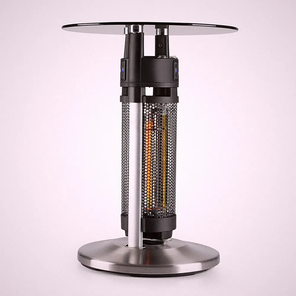 Heizstrahler Terrasse Stehtisch Karbon IR Heizelement Heizung 1200W LED 65cm