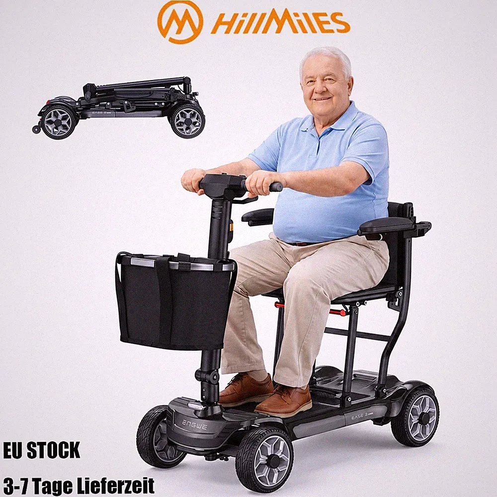 HillMiles MillMate 1 Seniorenmobil E-Scooter 4-Rad Elektroroller 24km Reichweite
