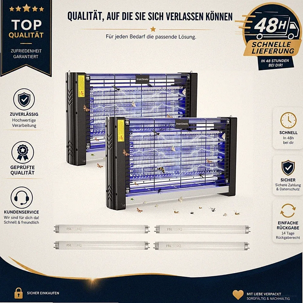 Insektenvernichter Elektrisch 2 Stück XXL 2400V 20W mit 4 T8 UV-Lampen
