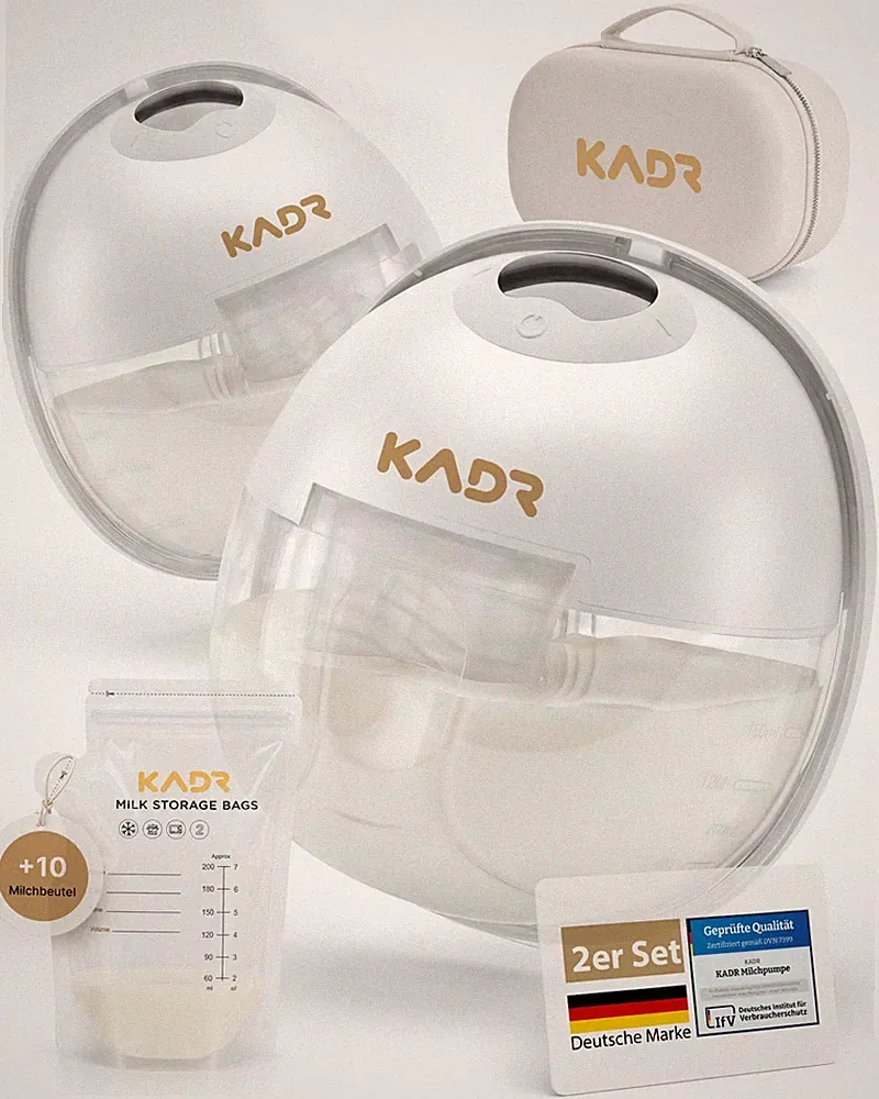KADR Milchpumpe elektrisch freihändig kabellos Doppel-SET 2 Stück leise BPA-frei