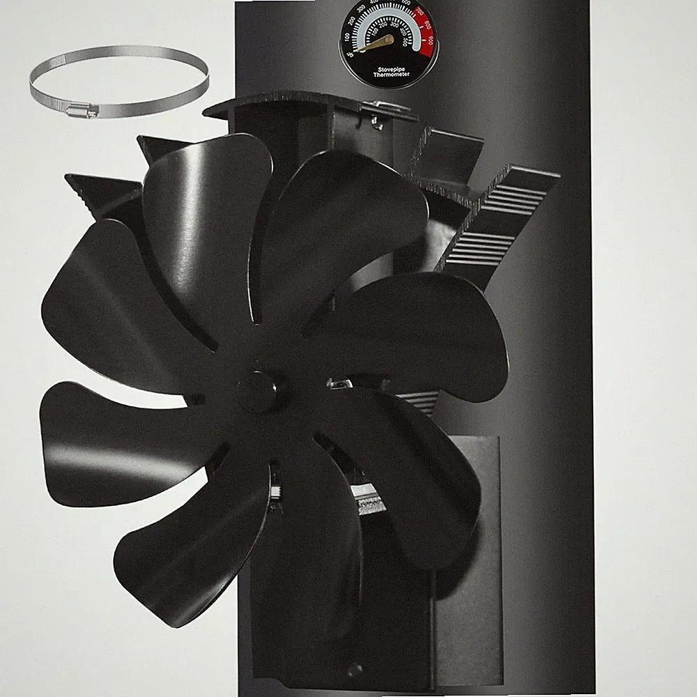 Kaminventilator Magnetisch für Holzofen 8 Flügel, Wärmebetrieb, 13x16x19 cm