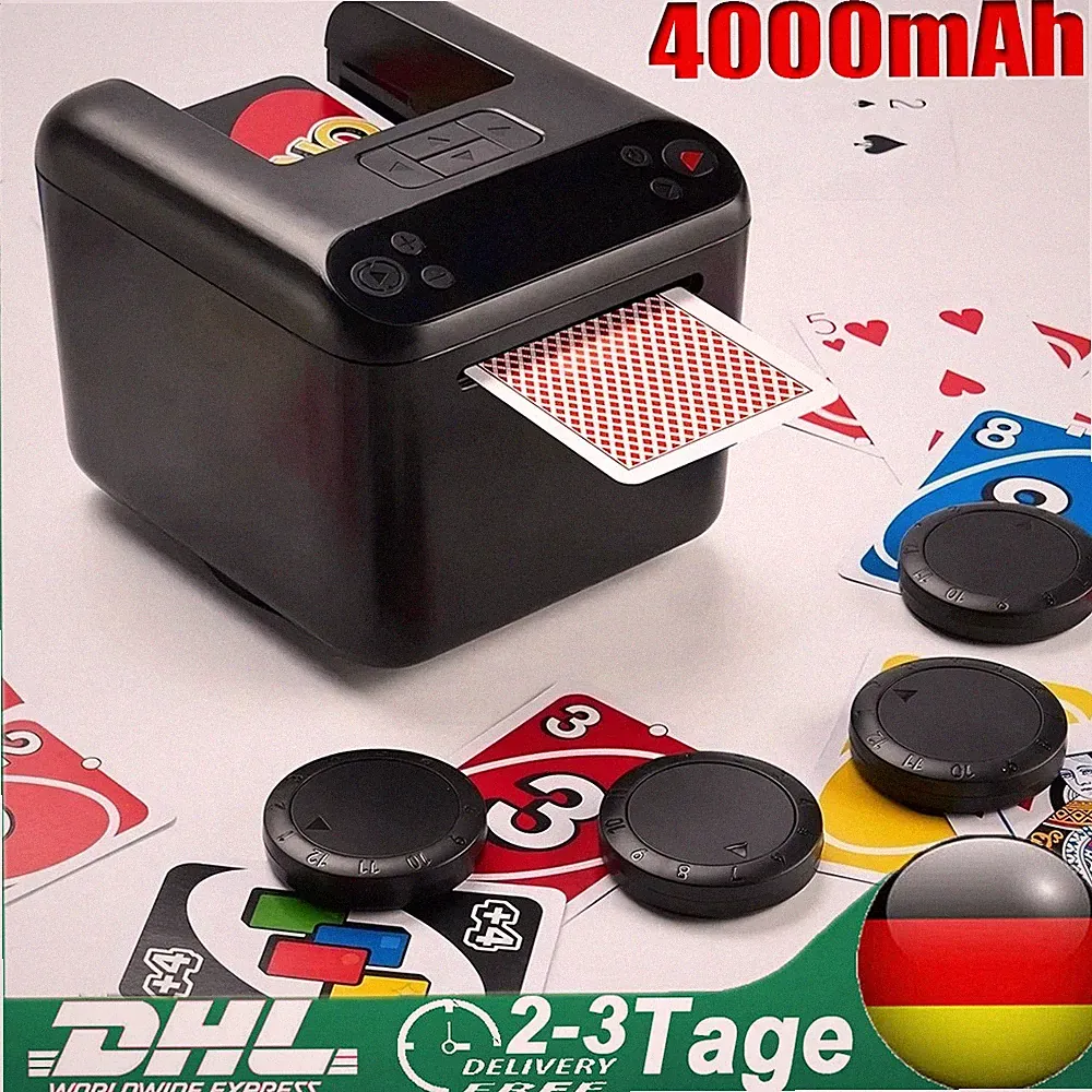 Kartengeber Elektrisch Automatisch mit 4 Rufknöpfen für Texas Hold'em Blackjack