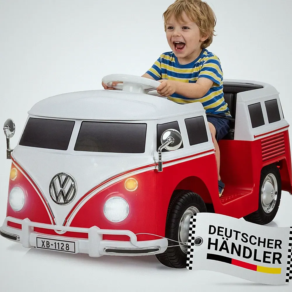 Kinder Elektroauto VW T1 Camper Bus Kinderauto elektrisch Elektrofahrzeug Rot