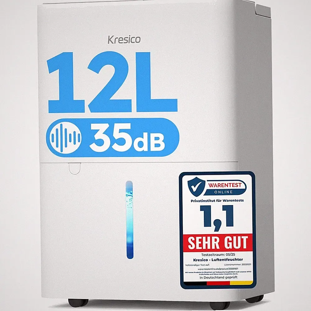 Leiser 12L Luftentfeuchter elektrisch | 365 Tage Umtausch | Optimales Raumklima