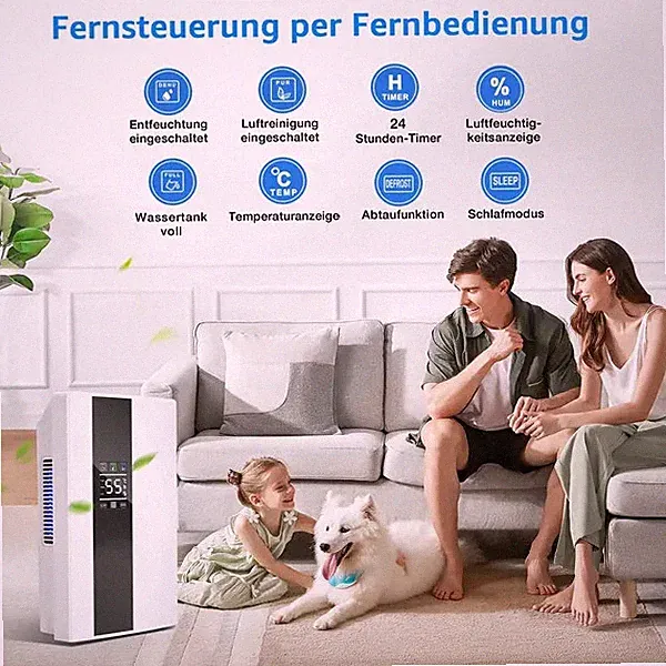Luftentfeuchter 2200ml Elektrisch Timer Touchscreen 30m² Bautrockner Leise