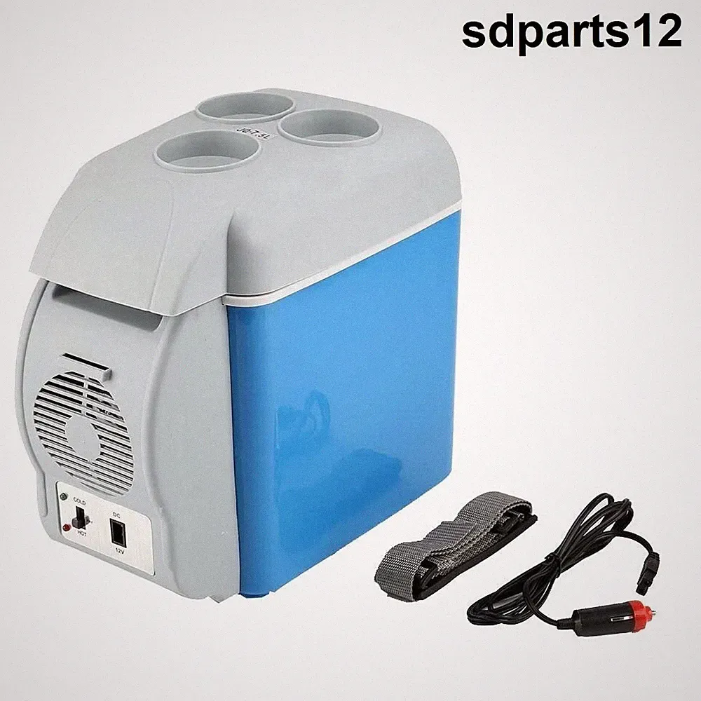 Mobile Elektrische Kühlbox 7.5L 12V Kühl + Warm Für Auto Camping Blau