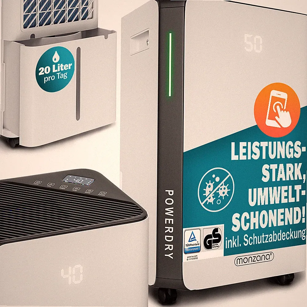 MONZANA® Luftentfeuchter elektrisch App Raumentfeuchter Entfeuchter Lufttrockner