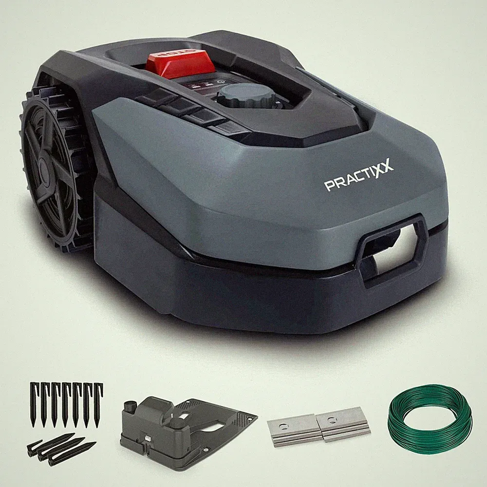 Practixx Mähroboter 600m² Schnittbreite 18cm APP Wifi Regensensor | Kantenmähen