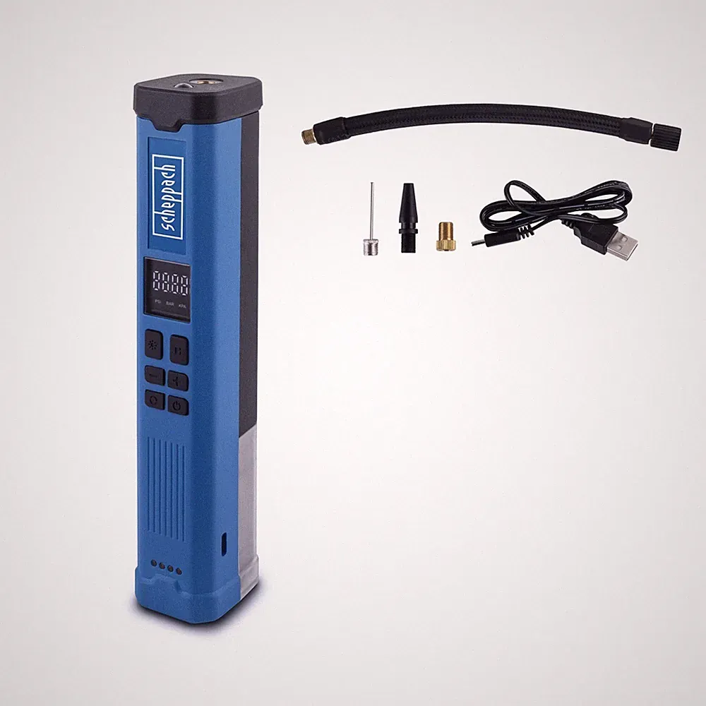 Scheppach Akku Luftpumpe Elektrische Fahrradpumpe mit Display 10,3bar Kompressor