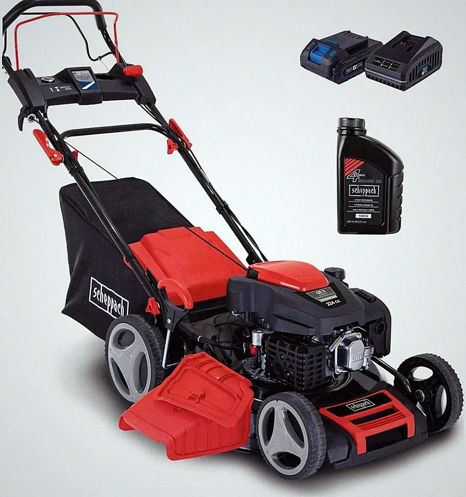 Scheppach Benzin Rasenmäher MS225-53E VS - 6 PS | Schnittbreite 530mm | 65L Korb