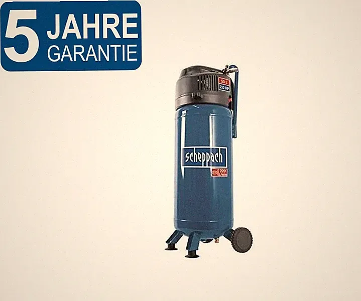Scheppach Kompressor HC51V 10 bar 50L 2PS Ölfrei Doppelkupplung, fahbarr Rad