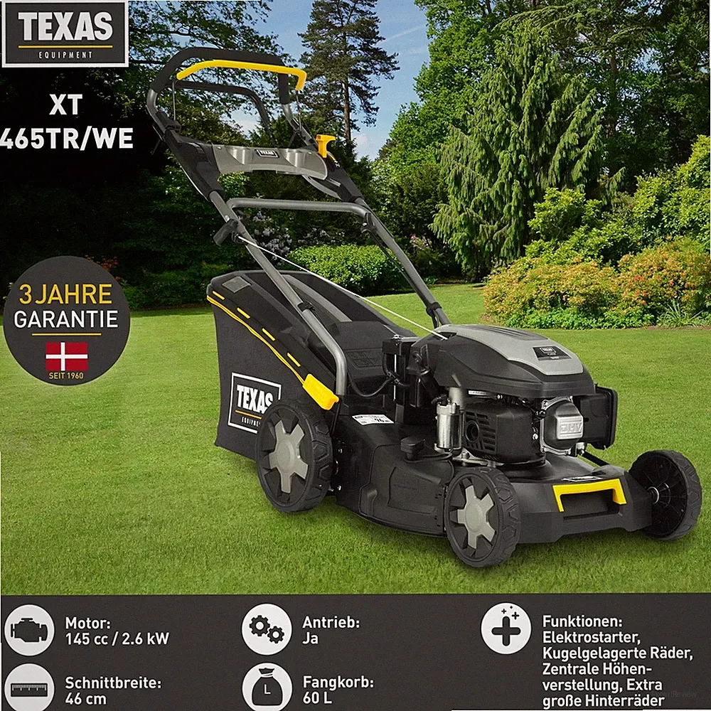 TEXAS Rasenmäher Benzin mit Antrieb Elektrostart Radantrieb XT465TR/E 4in1 46cm
