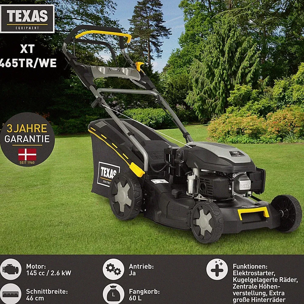 TEXAS Rasenmäher Benzin mit Antrieb Elektrostart Radantrieb XT465TR/E 4in1 46cm