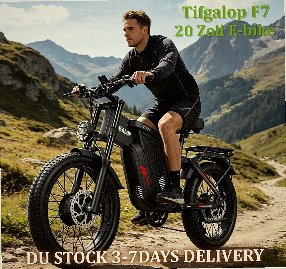 Tifgalop 20'' 250W Elektrisches Mountainbike 52V 24AH Dual-Batterien MTB E-Bike