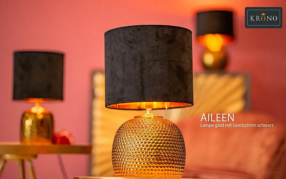 Tiziano Krono Lampe Aileen 37cm hoch, gold / schwarz , elektrisch !!