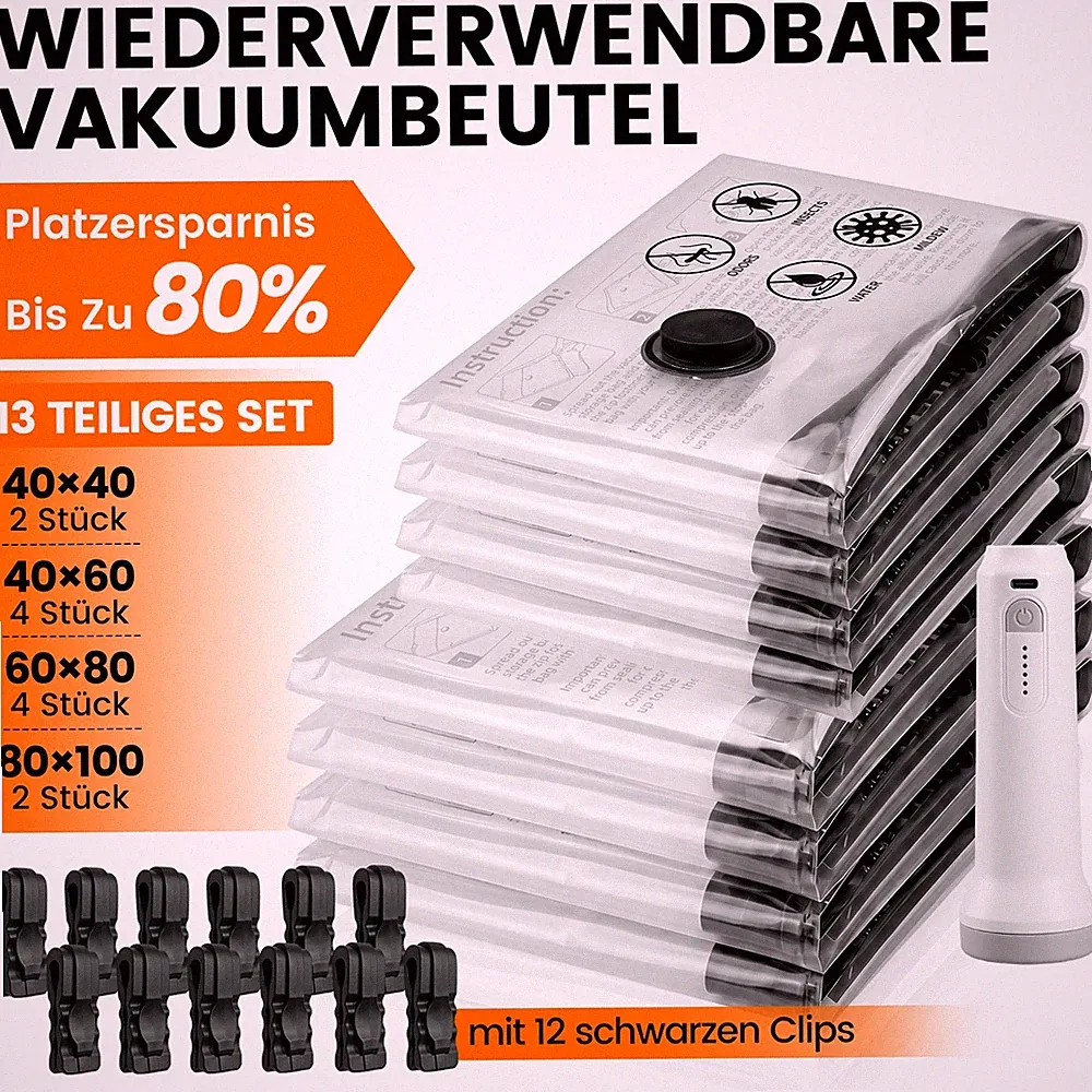 Vakuumbeutel 8-13 Stück Reise Wiederverwendbar Kleiderbeutel für Bettwäsche