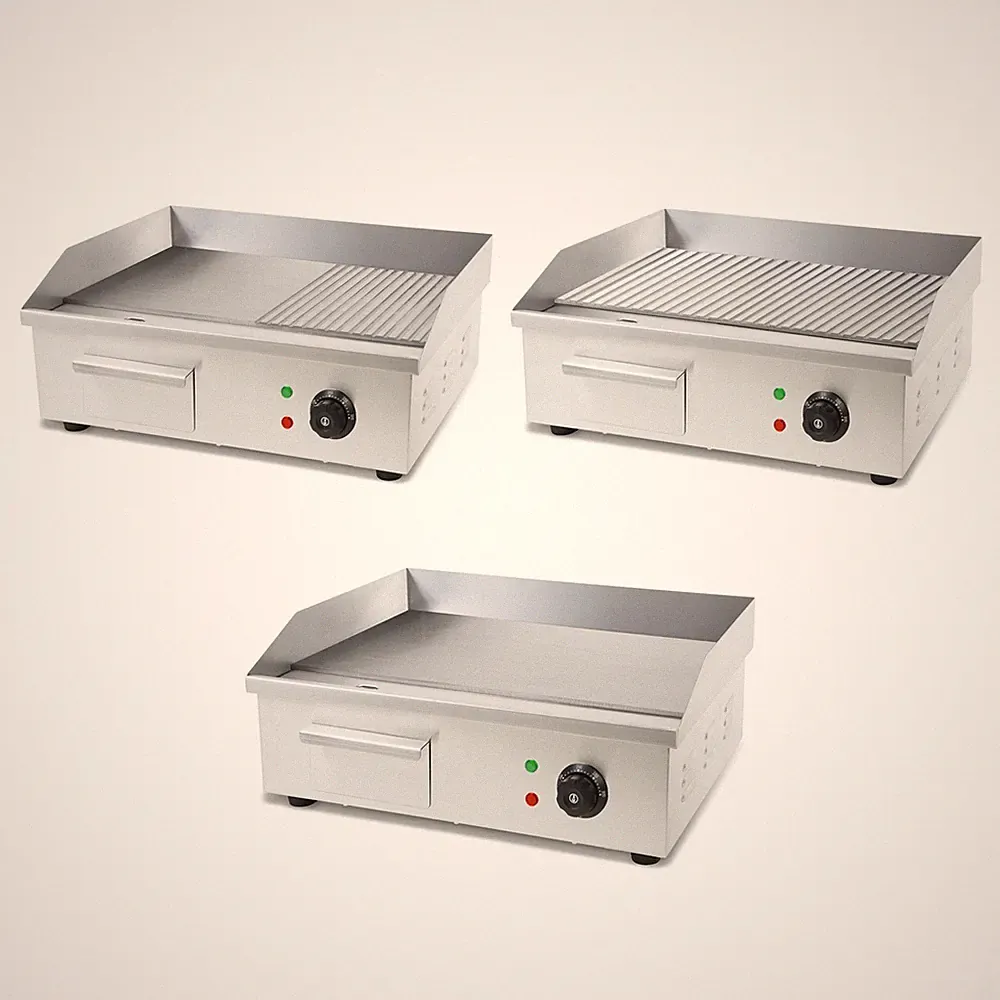 VERTES Grillplatte Bratplatte Plancha Grill Elektrisch 3000W Grillfläche 55x35cm