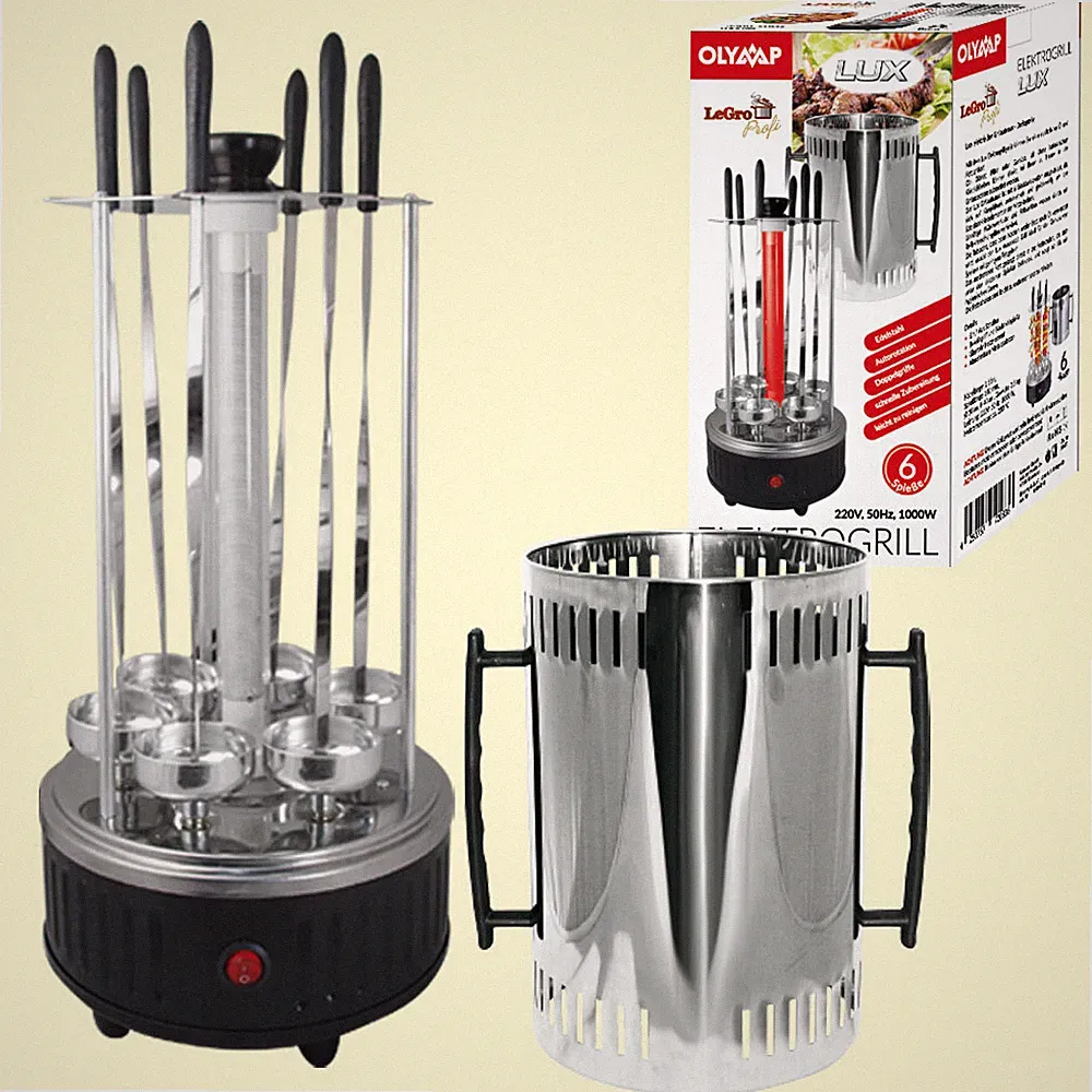 Vertikaler Elektrischer Grill LUX 6 Grillspieße Elektrogrill Tischgrill BBQ