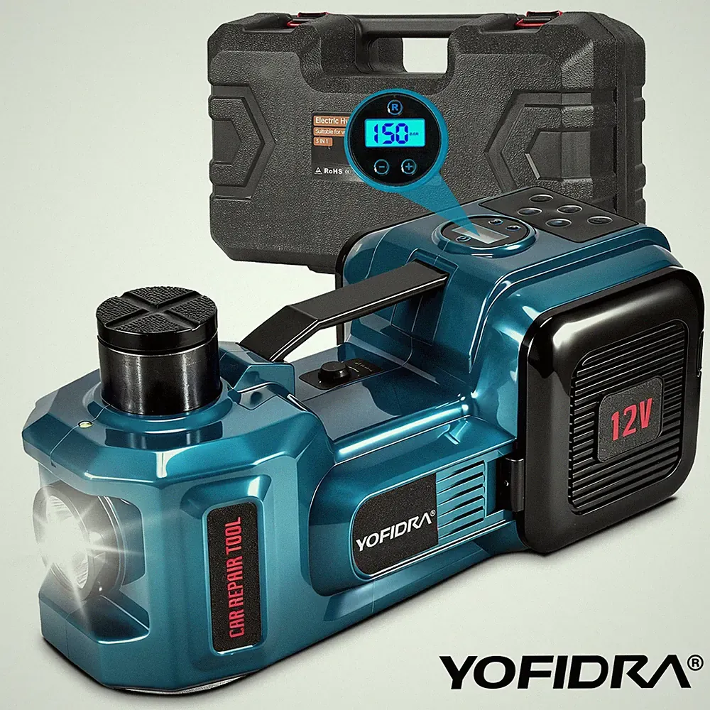 YOFIDRA® 2IN1 5T Tragbarer Elektrischer Wagenheber & Luftpumpe Kompressor Set