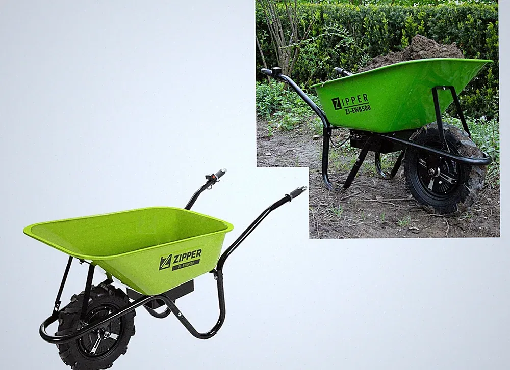 Zipper elektrische Schubkarre 24V 75L 150 kg Akku-Schubkarre ZI-EWB 500