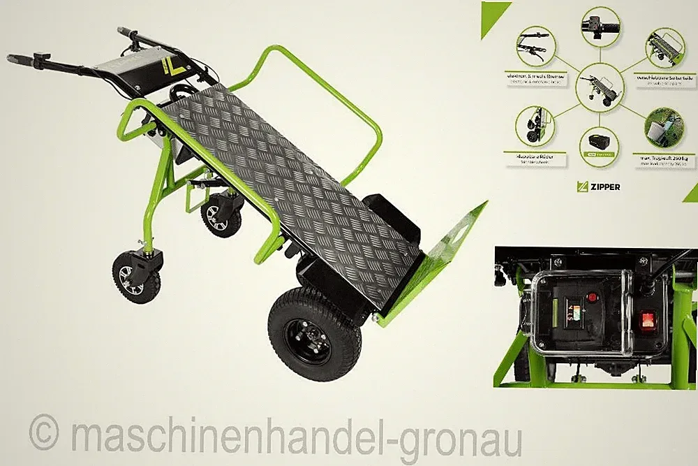 Zipper ZI-ET260 Akku Schubkarre elektrisch Dumper Transportkarre 260kg